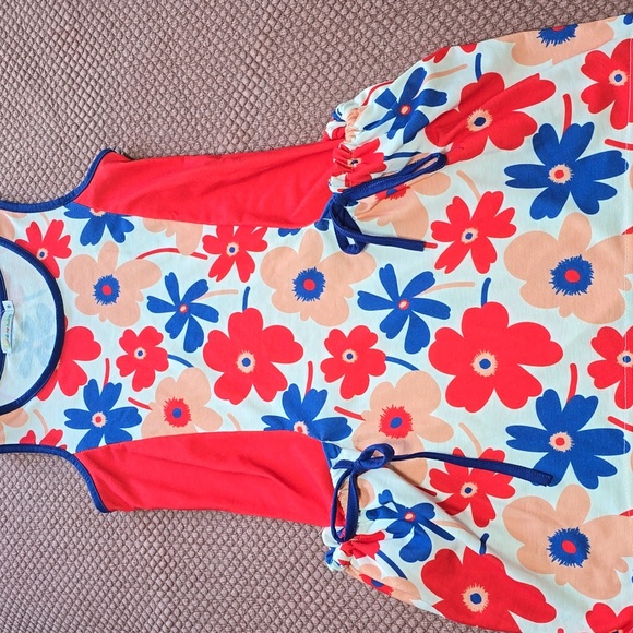 Sunshine Swing Other - Sunshine Swing Floral Sleeveless Dress with Red and Blue Accents